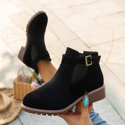 🔥Women's Solid Elastic Low Heel Ankle Boots