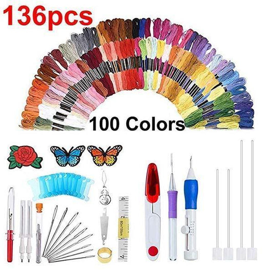 Rainbow Color Embroidery Threading Tool 136 Sets