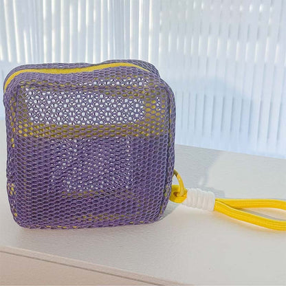 ✨ NEAT & CHIC ON THE GO! ✨ Portable Mesh Color-Block Organizer Bag 🧼 See-Through Mesh – Find Anything in Seconds! 🔍