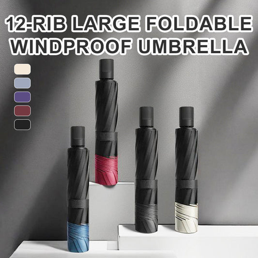☔ BUY 3 GET 1 FREE! 🌬️ 12-Rib Windproof Umbrella - Large Coverage & Compact Fold, Durable Frame for Heavy Rain & Wind 📦✨
