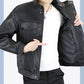 Men's Fashion Barley-Weave Leather Jacket