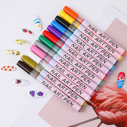 ✨ DIY Nail Art Pen – 12 Colors Curve Manicure Marker Set💅🎨